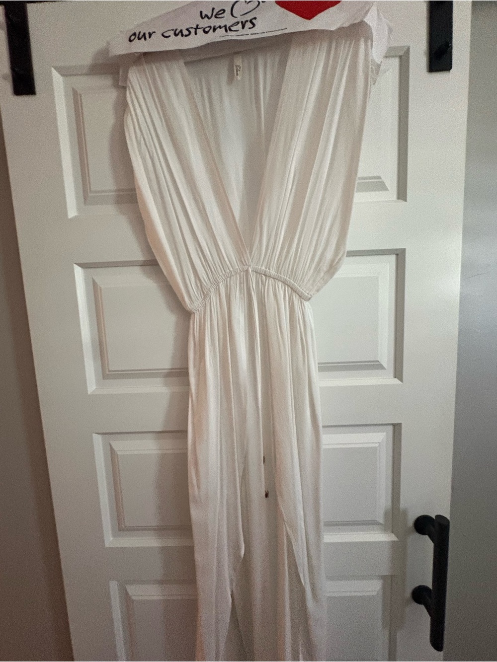 Elan White V-Neck Swim Coverup Jumpsuit